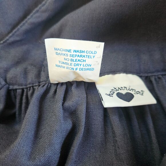 HARTSTRINGS Girls Dress Size 5 Linen Blend Blue Back Tie and Buttons Sleeveless - Picture 8 of 8